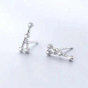 Cancer Constellation Star Minimalist Astrology Zodiac Sign Silver Stud Earrings